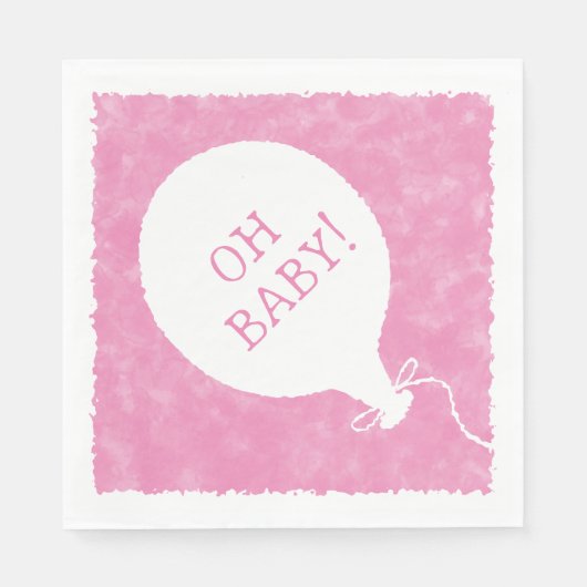 Roze Waterverf Custom Text Baby shower Oh Baby Servet (Voorkant)