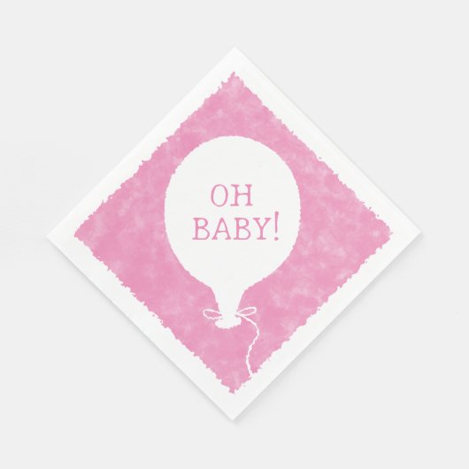 Roze Waterverf Custom Text Baby shower Oh Baby Servet (Hoek)
