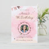 Roze Waterverf Cute Birthday Kaart (Staand voorkant)