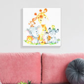 Roze Waterverf Cute Safari Oerwouden Canvas Afdruk (Insitu (Woonkamer))