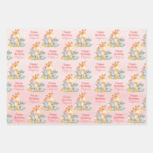 Roze Waterverf Cute Safari Oerwouden Inpakpapier Vel (Voorkant)