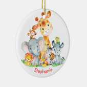 Roze Waterverf Cute Safari Oerwouden Keramisch Ornament (Rechts)