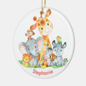 Roze Waterverf Cute Safari Oerwouden Keramisch Ornament (Links)