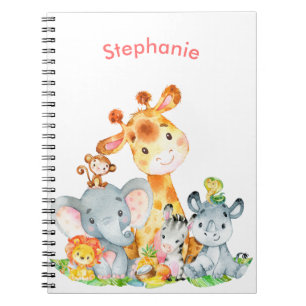 Roze Waterverf Cute Safari Oerwouden Notitieboek