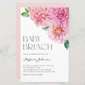Roze Waterverf Dahlia Baby shower Invitation (Voorkant / Achterkant)