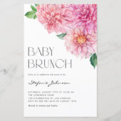Roze Waterverf Dahlia Baby shower Invitation (Voorkant)