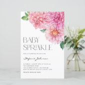 Roze Waterverf Dahlia Baby Sprinkle Invitation (Staand voorkant)