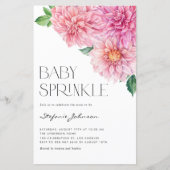 Roze Waterverf Dahlia Baby Sprinkle Invitation (Voorkant)