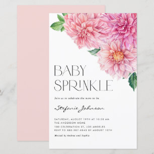 Roze Waterverf Dahlia Baby Sprinkle Invitation