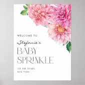 Roze Waterverf Dahlia Baby Sprinkle Welkom Poster (Voorkant)