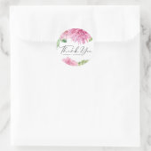 Roze Waterverf Dahlia Bloemen bruiloft Dank u Ronde Sticker (Tas)