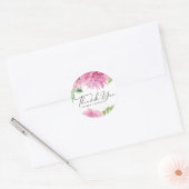 Roze Waterverf Dahlia Bloemen bruiloft Dank u Ronde Sticker (Envelop)