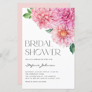 Roze Waterverf Dahlia Bridal Shower Invitation
