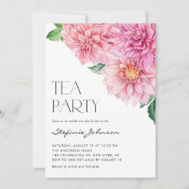 Roze Waterverf Dahlia Floral Bridal Tea Party Kaart