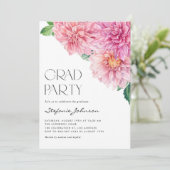 Roze Waterverf Dahlia Floral Graduation Party Kaart (Staand voorkant)