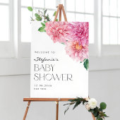 Roze Waterverf Dahlia Spring Baby shower Welkom Poster