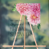 Roze Waterverf Dahlia Vrijgezellenfeest Welkom Acryl Bord (Neutraal)