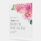 Roze Waterverf Dahlia Vrijgezellenfeest Welkom Acryl Bord (Hoek)