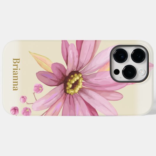 Roze Waterverf Daisy Case-Mate iPhone Case (Achterkant (horizontaal))