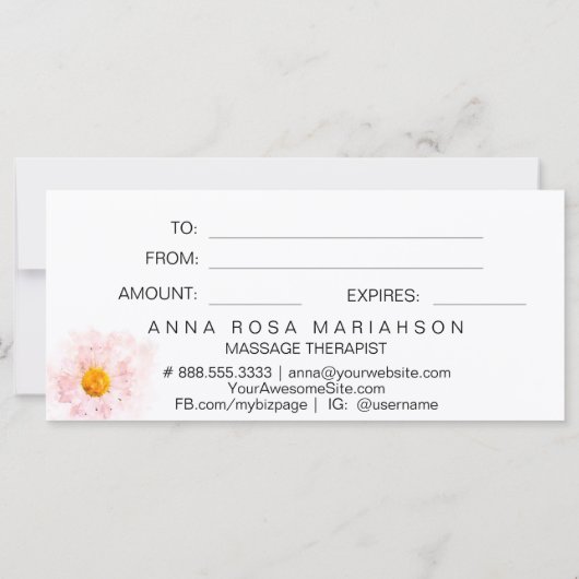 *~* Roze Waterverf Daisy Heart Minimalist Girly (Achterkant)