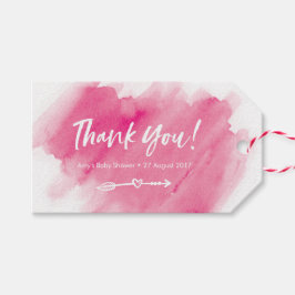 Roze waterverf Dank u labels | Favoriete labels Cadeaulabel