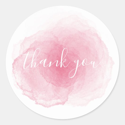 Roze Waterverf Dank u Sticker (Voorkant)