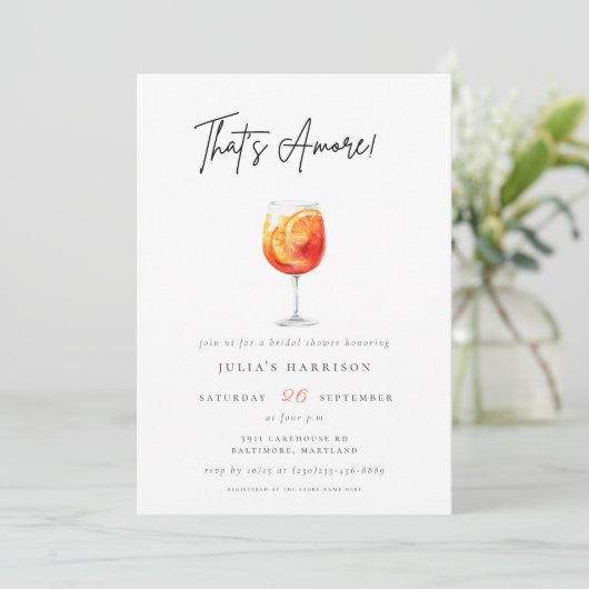 Roze Waterverf Dat is Amore Spritz Vrijgezellenfee Kaart (Staand voorkant)