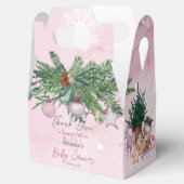 Roze waterverf dennenversiering winterschoen bedankdoosjes (Geopend)