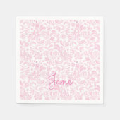 Roze Waterverf Design Aangepaste naam Sweet Chic Servet (Voorkant)