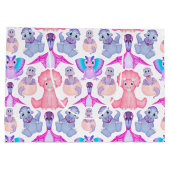 Roze Waterverf Dinosaur Birthday Baby shower Groot Cadeauzakje (Achterkant)