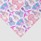 Roze Waterverf Dinosaur Birthday Baby shower Tissuepapier (Detail)