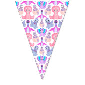 Roze Waterverf Dinosaur Birthday Baby shower Vlaggetjes (Derde vlag)