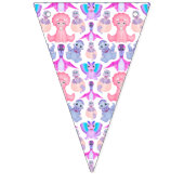 Roze Waterverf Dinosaur Birthday Baby shower Vlaggetjes (Eerste vlag)