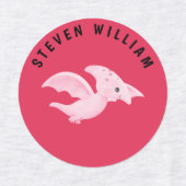 Roze waterverf Dinosaurussen Gepersonaliseerde kin Labels (Design 1)