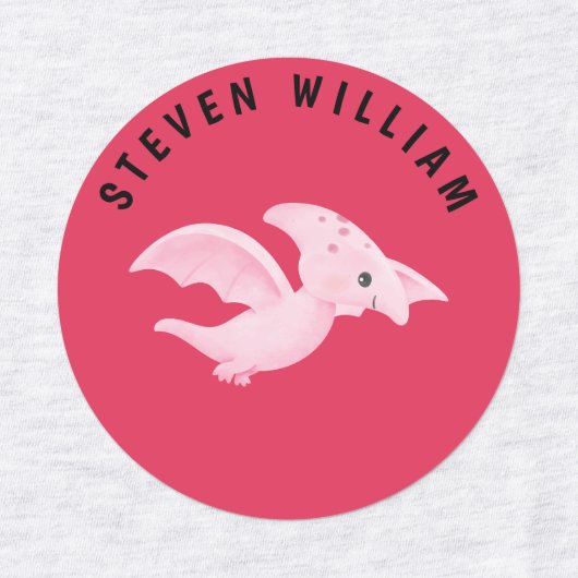 Roze waterverf Dinosaurussen Gepersonaliseerde kin Labels (Design 1)