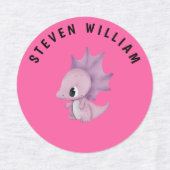 Roze waterverf Dinosaurussen Gepersonaliseerde kin Labels (Design 2)