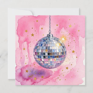 Roze waterverf discobal kaart. kaart