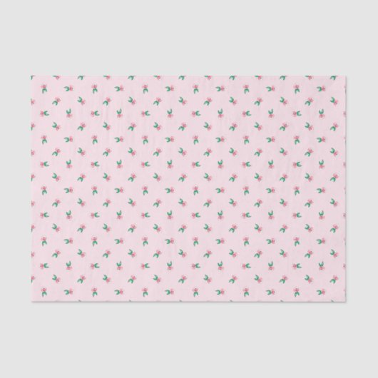 Roze Waterverf Ditsy Flowers Pattern Tissuepapier (Voorkant)
