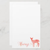 Roze Waterverf Doe altijd Deer Briefpapier (Voorkant / Achterkant)