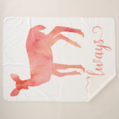 Roze Waterverf Doe altijd Deer Sherpa Deken (Voorkant (horizontaal))