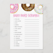 Roze Waterverf Donuts Baby shower Word Scramble Informatiekaartje (Voorkant)