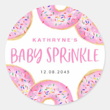 Roze Waterverf Donuts Baby Sprinkle Bedankt