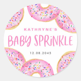 Roze Waterverf Donuts Baby Sprinkle Bedankt Ronde Sticker