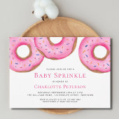 Roze Waterverf Donuts Meisje Baby Sprinkle Shower Kaart
