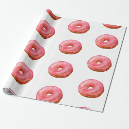 Roze Waterverf Donuts Sweet Dessert Cadeaupapier