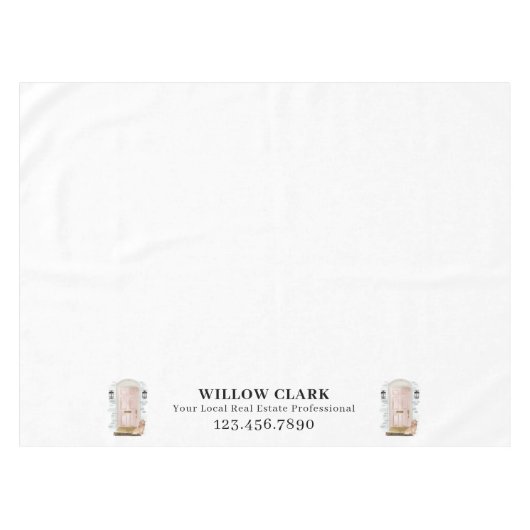 Roze Waterverf Door Spaniel Vastgoed Bedrijf Tafelkleed (Voorkant (Horizontaal))