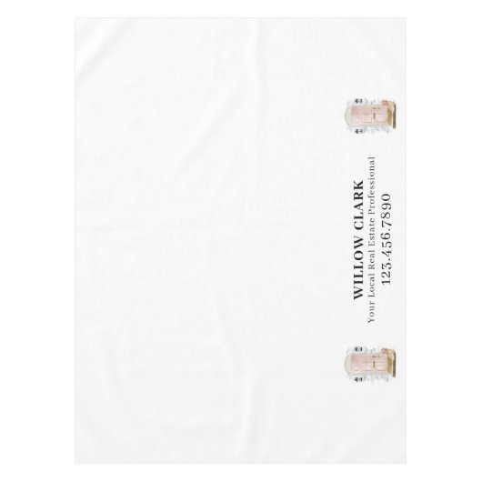 Roze Waterverf Door Spaniel Vastgoed Bedrijf Tafelkleed (Voorkant)