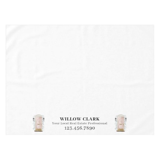 Roze Waterverf Door Vastgoed Agent Business Tafelkleed (Voorkant (Horizontaal))