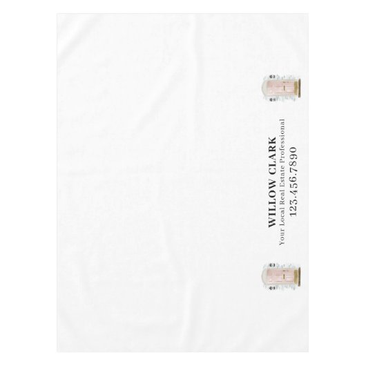 Roze Waterverf Door Vastgoed Agent Business Tafelkleed (Voorkant)