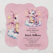 Roze Waterverf Dragon Girl Baby shower Kaart (Voorkant / Achterkant)